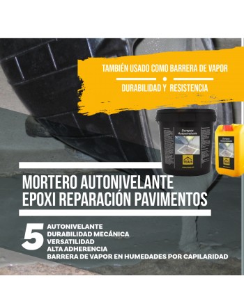 aplicación en un pavimento del mortero epoxi autonivelante de reparación