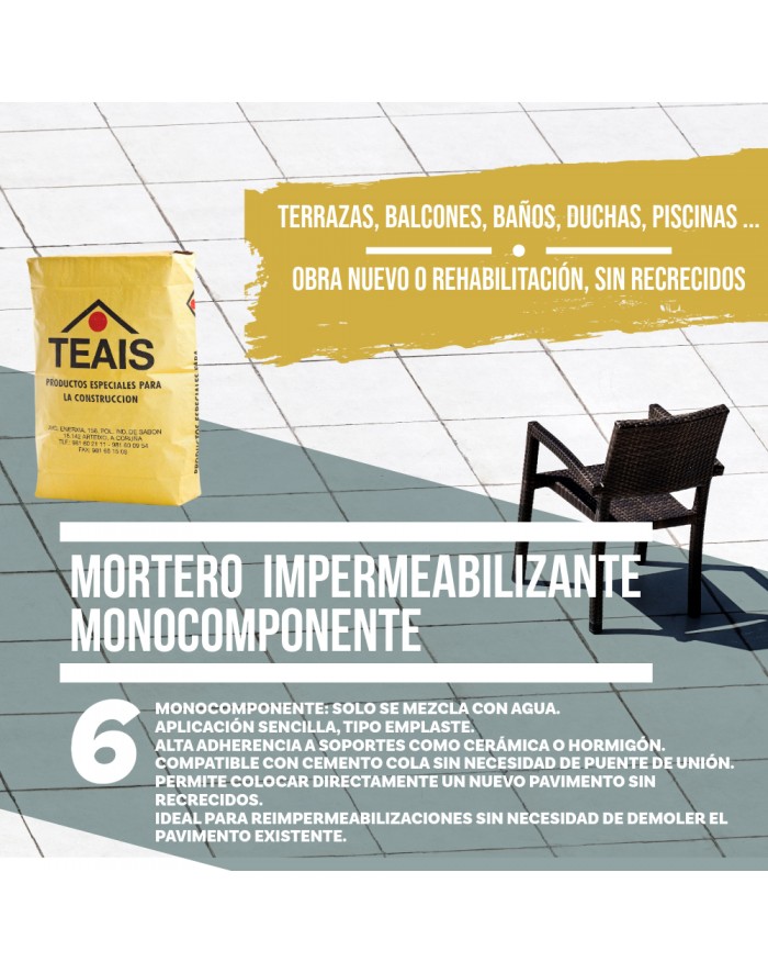 Terraza impermeabilizada con el mortero impermeabilizante mono componente de Teais Terraza impermeabilizada con el mortero impermeabilizante mono componente de Teais