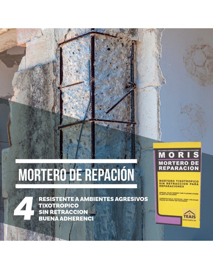 Estructura de hormigón vertical ideal para la aplicación de mortero tixotrópico de reparación