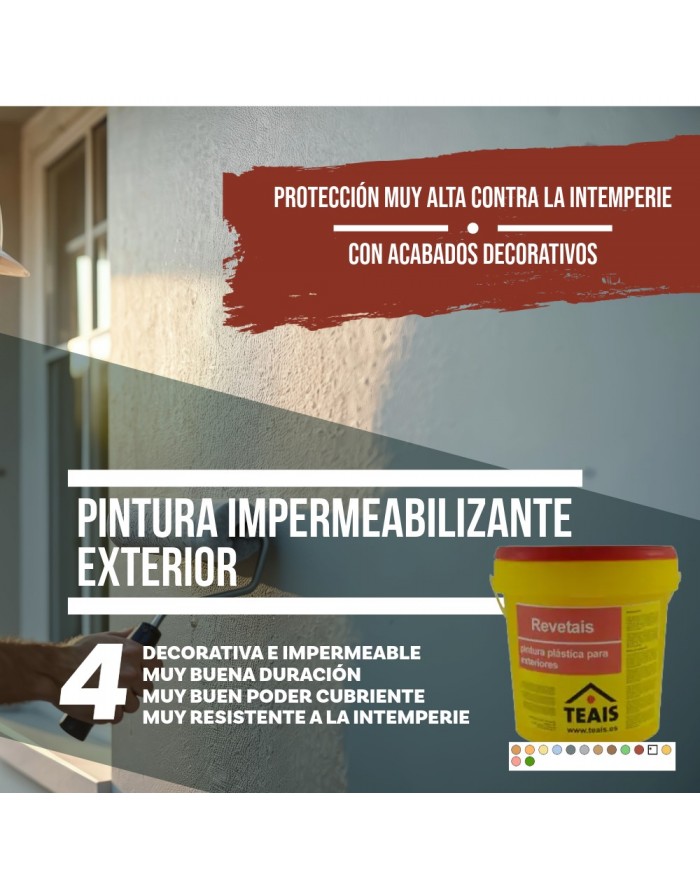 Fachada pintada con Revetais, pintura impermeabilizante de exterior,