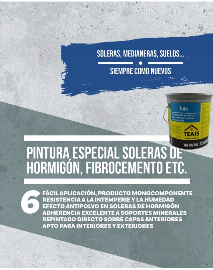 Solera de hormigón preparada para pintarla con TAIS