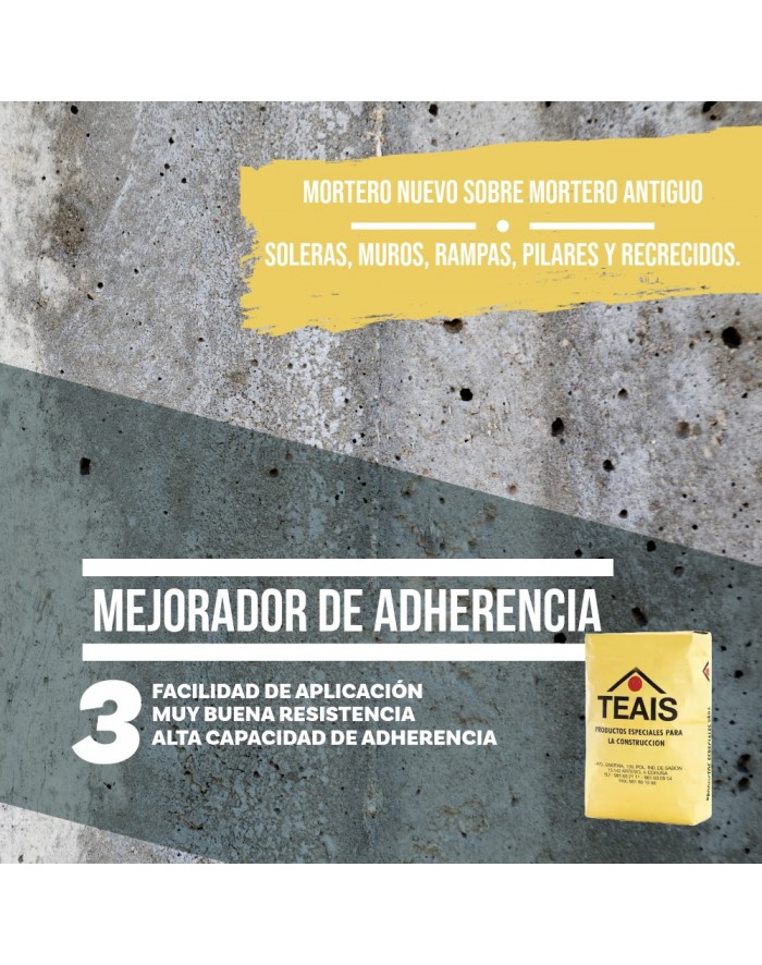 Pared lista para aplicar mejorador de adherencia o puente de unión para hormigón nuevo y antiguo.