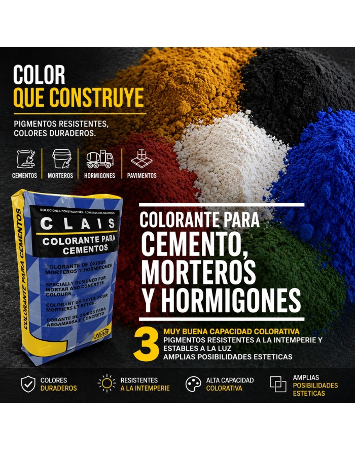 tinte para cemento, mortero y hormigones.