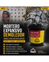 Mortero expansivo demoledor sobre imágenes del antes y después de su aplicación y con descripción de sus principales ventajas