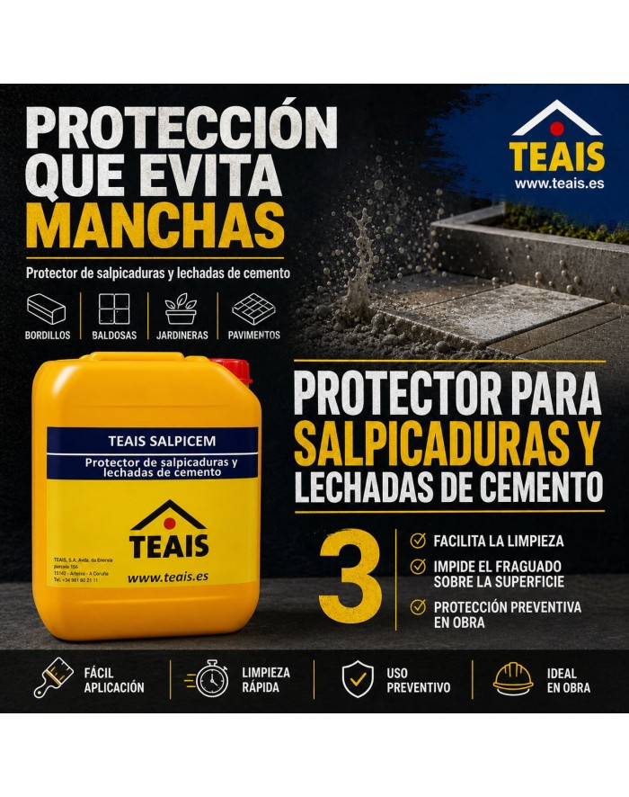 Protector manchas de cemento, protegiendo y facilitando la limpieza después de la lechada.