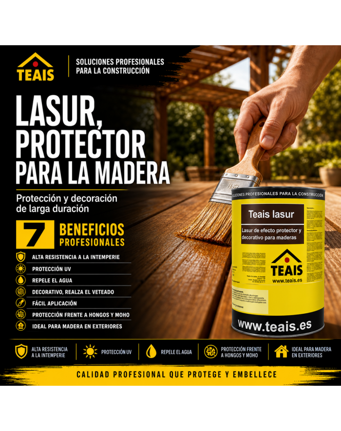 Lasur para la madera, envase, aplicación y ventajas