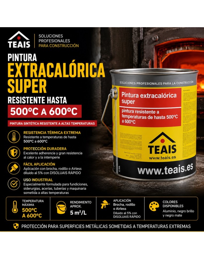 Usos, ventajas y modo de aplicación de la Pintura Extracalórica Super TEAIS resistente hasta 600 °C