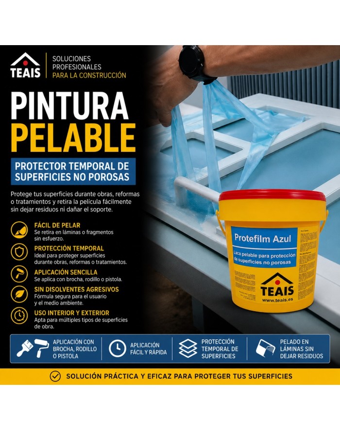 Ventajas, aplicaciones y uso de Pintura pelable protector superficies no porosas