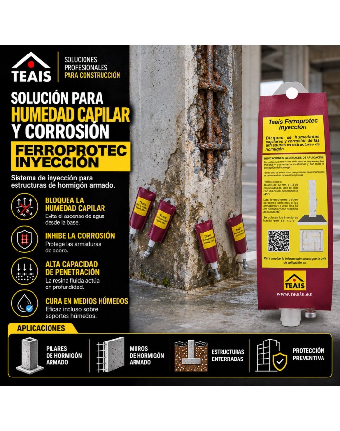 Sistema para bloquear la humedad ascendente por capilaridad de las estructuras de hormigón armado.