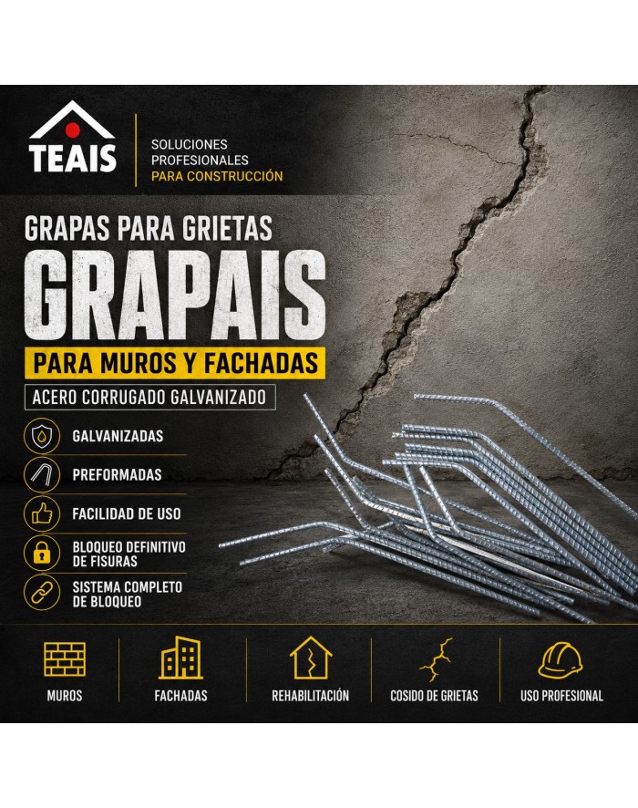 Grapas GRAPAIS para cosido de grietas.