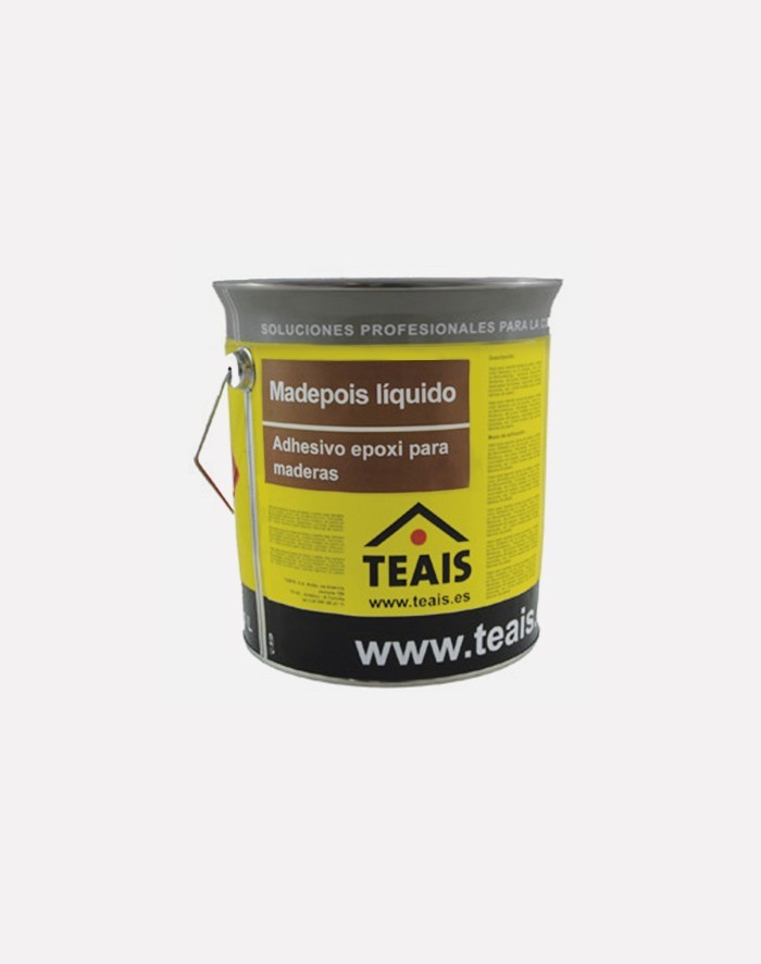 Envase de MADEPOIS LÍQUIDO, adhesivo epoxi fluido para madera.